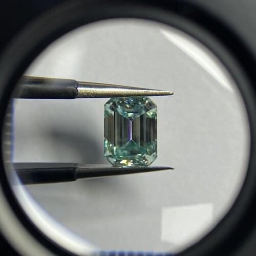 Popular Shape Emerald Cut Meisidian 2021 New Color GRA D 10*8mm Light Blue Synthetic Moissanite Stone