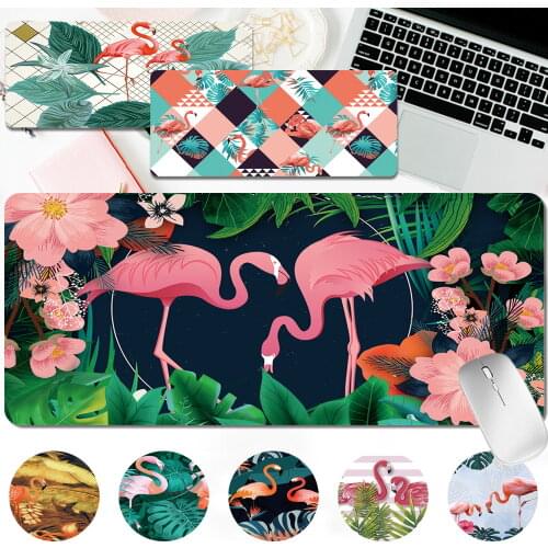 Portable Computer Mousepad Large Gaming Mouse Pad Flamingo Pattern Computer Keyboard Mat PU Leather Game Laptop Mouse Pad