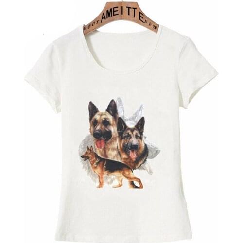 German Shepherd Lovers T-Shirt Summer Fashion Women Short Sleeve Woman Casual Tops Lovely Dog Print Cute Girl Tees