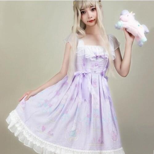 Princess daily tea party sweet lolita dress vintage lace bowknot cute printing victorian dress kawaii girl gothic lolita op loli