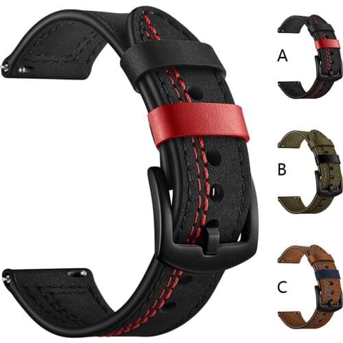 Watch Strap for Samsung Galaxy watch 46mm 42mm Leather Watch Band for Huawei Watch GT 2 Strap 20mm 22mm Replacement Wrist Band