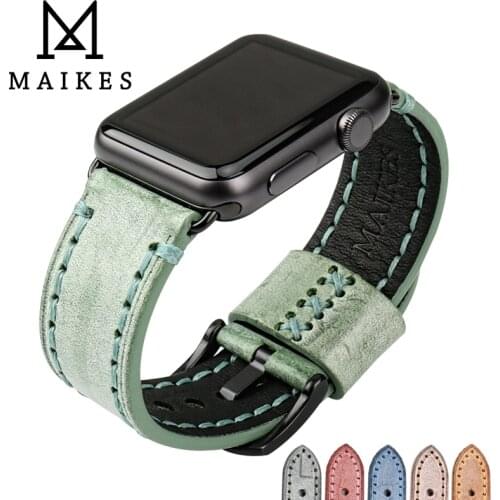 MAIKES Genuine Leather strap for Apple Accessories Watch band 44mm 40mm watchband for iwatch 4/3/2/1 Apple watch strap 42mm 38mm