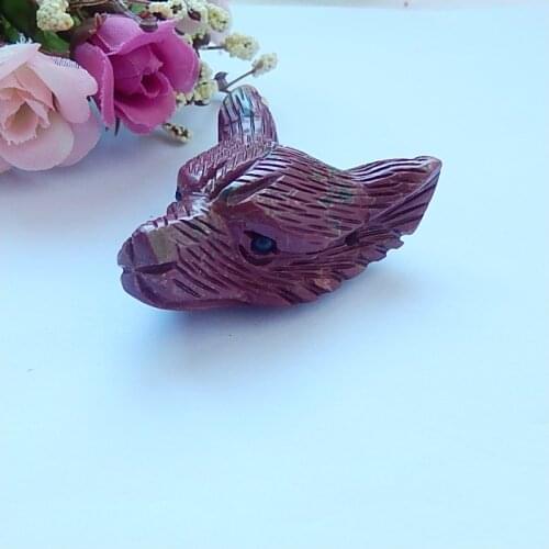 Carved Multi-color Picasso Jasper Large Wolf Head Pendant Bead,56x40x21mm,44g