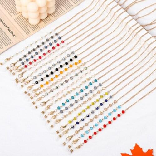 Crystal Colored Beaded Glasses Chains For Women Face Mask Lanyard Anti Slip Reading Eyeglass Sunglasses Strap Cord
