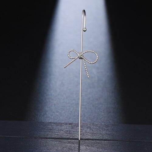 Emmaya Simplicity Style Zirconia Bow Shape Design Earring For Women Two Colors Choice Fashion Jewelry Wedding Party Shiny Gift