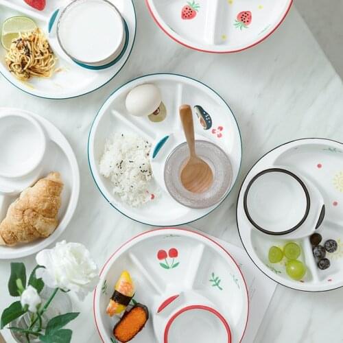 Nordic Net Red One-person Eat Ceramic Breakfast Sub-plate Fat-reducing Quantitative Plate Family Childrens Plate Set