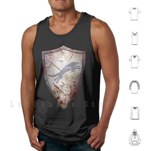 Stark Shield-Battle Damaged Tank Tops Vest Sleeveless A Song Of Ice And Fire Stark Direwolf Dire Wolf Winterfell Shield