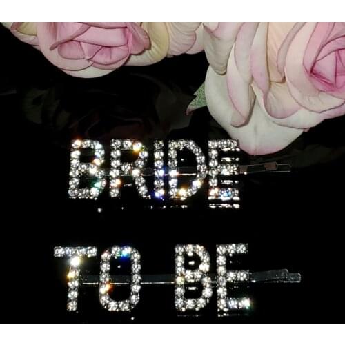 Bride Wedding Accessories&Gift Blingbling Hair Clips "BRIDE TO BE“ Saying Words Hairpins Bobby Pins 2pcs/Set Hair Accessories