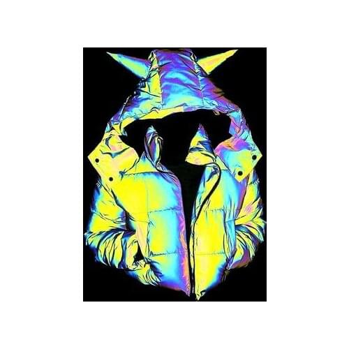 Flash Reflective Short Coats & Jackets Autumn Winter Man Women Parkas Casual Hooded Solid Loose Streetwear Coat Fashion Clothes