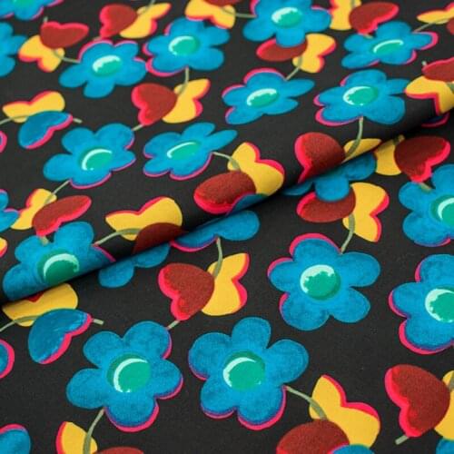 Blue Flowers Pure Cotton Fabric For Dress Tissus Coton Imprimé Telas Algodon Estampadas Sewing Ткань Для Шитья Vestidos Tissu