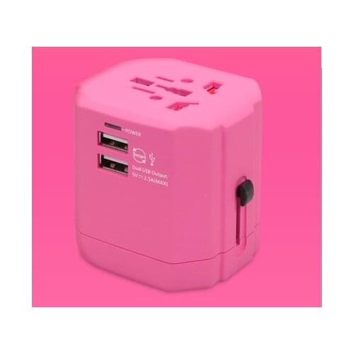 High Quality World Travel Adapter International Socket Convertor AU US UK EU Plug with 2 USB Port 5V 2.5A