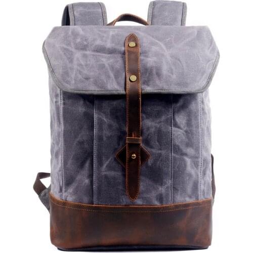 VZVA Travel Business Backpacks for Men laptop Bags Large Hiking Rucksack Bag Waxed Canvas Backpack Wear-resistant