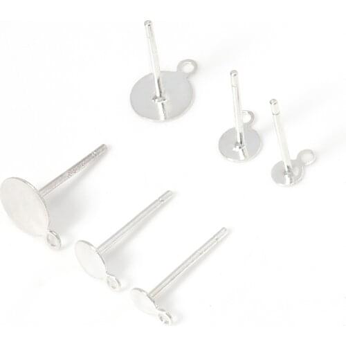10pcs 925 Sterling Silver Earrings with Ring for Charm 3mm 4mm 6mm Round Blank Base for Charm Pendant for DIY Jewelry Making