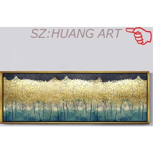 100% Handmade Abstract Decorative Textured Gold Tree Art Oil Painting Canvas Wall Art Unframed Decoration Pieces Artwork Craft