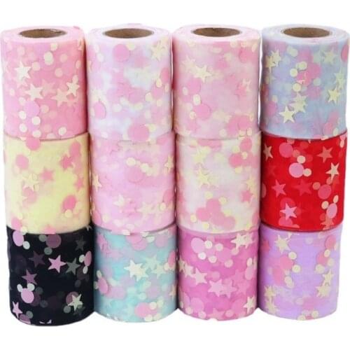 25 Yards Tulle Ribbon Gift Wrapping Doll Skirt DIY Hair Accessories Bowknot Offset Printing Net Yarn Roll ribbons for crafts