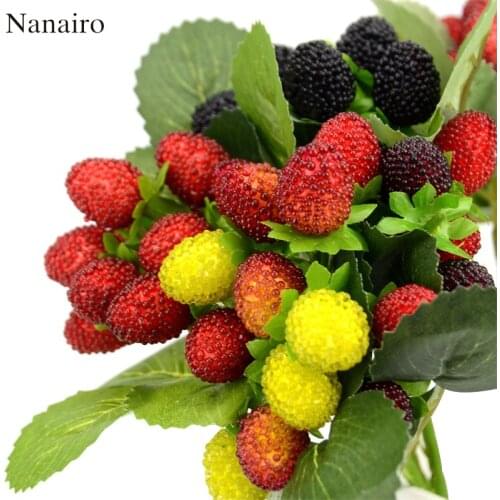 4 Bouquet/36 Heads Artificial Fruit Foam Strawberry Fake Simulation paddle mulberry Red Cherry For Home Wedding Party Decoration