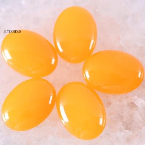 18x25MM&15x20MM CAB Cabochon 5Pcs Oval Natural Stone Bead For Making Necklace Bracelet Earrings Yellow Jad K553