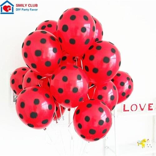Top quality 50pcs 12 ''2.8g thick Balloon Red with dot black childrens toys Birthday party Decorative Dots/Polka Balloon