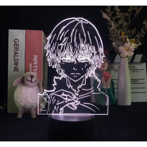 Acrylic LED Sleep Night Light Kaneki Ken Figure 3D USB Lamp Anime Nightlight Bluetooth Base Kids Fans Birthday Gift Tokyo Ghoul