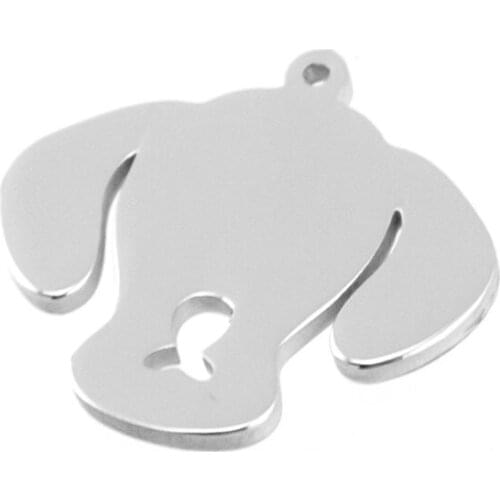 Dog head Charms Stainless steel Dog Tag Dogs Collar Pendants DIY Pet puppy Pendants Tags both sides mirror polished 50pcs