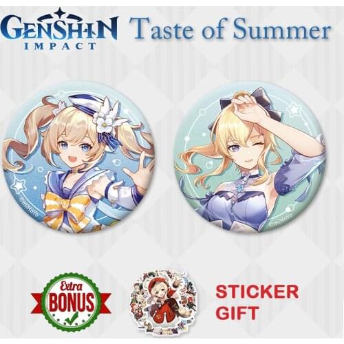 Genshin Impact Badge Taste of Summer Jean Barbara Klee Game Emblem 58MM Brooch Cosplay Metal Pins Clothes Backpack Decor Gifts