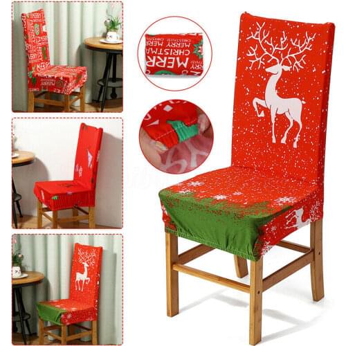 Chair Covers Spandex Christmas Modern Seat Cover Stretch Printing Universal Covers For Dining Room Wedding Banquet Slipcovers