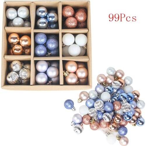 99Pcs 3cm Christmas Tree Balls Pendant Ornament Plastic Hanging Ball Home Christmas Party Decoration 2021 New Year Gift