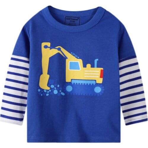 Childrens Clothing Spring And Autumn 1-6 Years Old Boys And Children Long-sleeved T-shirt Cotton Excavator Outfit Boys Excavato