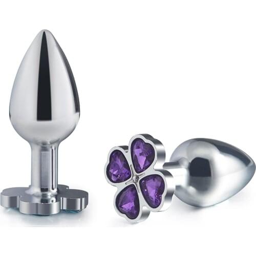 Dia 26mm length 67mm small size four leaf cover Metal Anal beads butt plug jewelry dildo Sex toys for men women