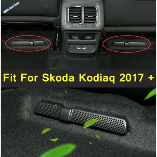 Lapetus Auto Styling Seat Under Dust Plug Air AC Outlet Vent Cover Trim Black Look For Skoda Kodiaq 2017 - 2021 Interior Parts