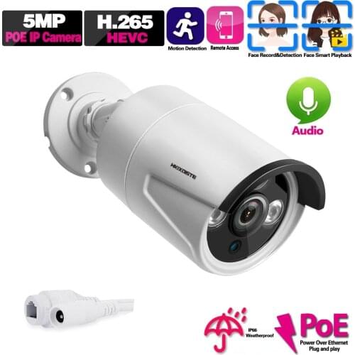 H.265 5MP Audio Sound POE IP Camera 1080P 2MP Outdoor Waterproof Video CCTV Security Video Surveillance ONVIF for POE NVR System