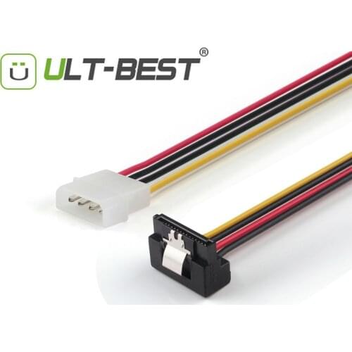 ULT-Best Molex 4pin to SATA 15pin Power Right Angle 90 Degree Hard Drive Cable 15CM Serial ATA Cables Cabo Power