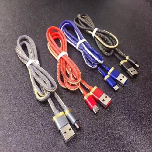 200pcs 2A Fast USB Charger Cable Fabric Braided Data Charging Sync Cord type c micro usb cable for iphone 8 xs