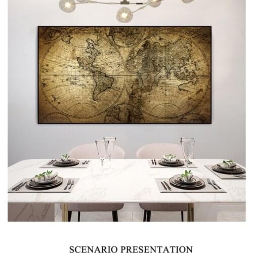 The Old Century World Political Map Canvas Painting Scandinavian Posters and Print Wall Art Picture for Living Room Home Decor