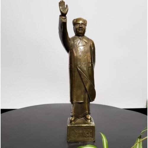 China brass Chairman Mao portrait crafts statue