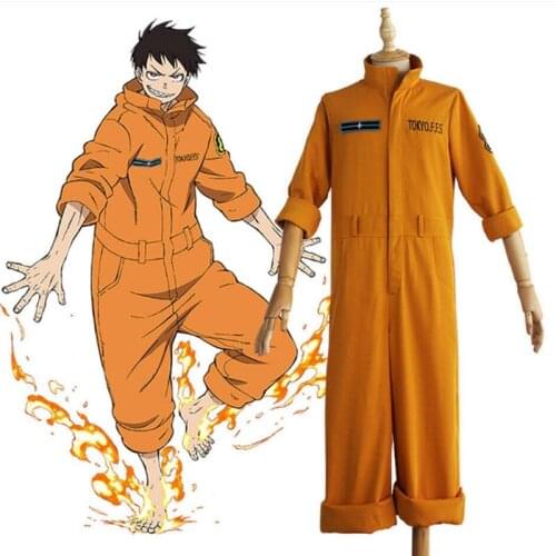 Anime Fire Force Enen no Shouboutai Costume Shinra Kusakabe Arthur Boyle Maki Oze Cosplay Uniform Costumes for Adult jumpsuits