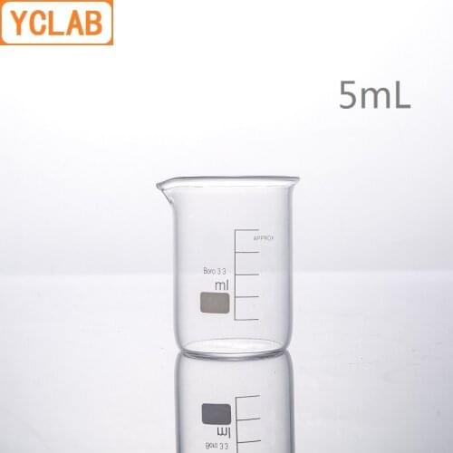 YCLAB 5mL Glass Beaker Low Form Borosilicate 3.3 Glass with Graduation and Spout Measuring Cup Laboratory Chemistry Equipment