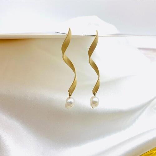 JOUVAL New Korean Spiral Drop Dangle Earrings For Women Girls Fashion Geometry Gold Color Brincos Bague Jewelry Wedding 2021