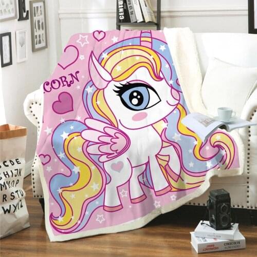Unicorn Horse 3D Printed Sherpa Blanket Couch Quilt Cover Travel Bedding Outlet Velvet Plush Throw Fleece Blanket Bedspread 07
