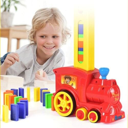 Puzzle Automatic Laying Domino Brick Train Car Set sound light kids Colorful Dominoes Blocks Game Toys Set Gift For Girl Boys
