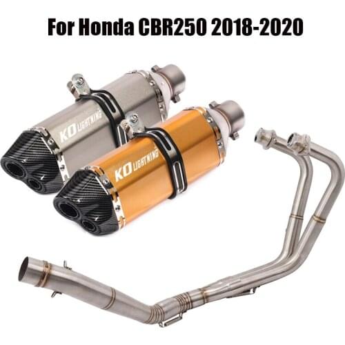 Full Exhaust System Modified Front Link Pipe Escape Header Connect 51mm Muffler Baffle Pipe For Honda CBR250 2018-2020 Slip On