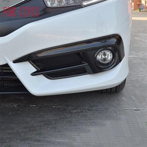 FIT For Honda Civic 2016 2017 2018 Front Fog Light Lamp Foglight Bumper Grille Chrome Trim Cover Car Styling Accessories