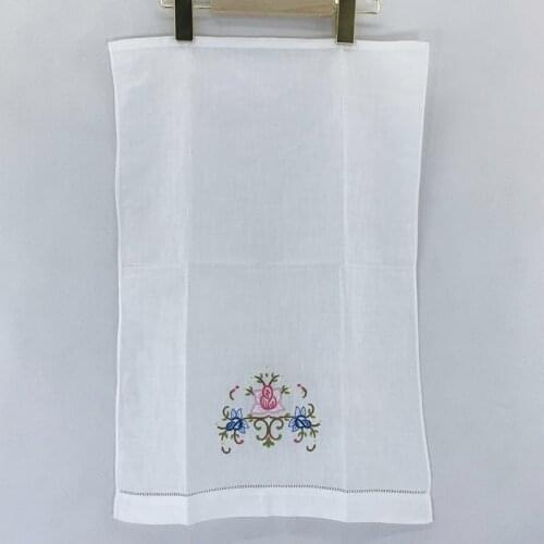 Hand Towels Linen Hemstitched Tea Towel 14X22-inch Cleaning Cloth Guest Hand Dish Kitchen Bathroom Towels
