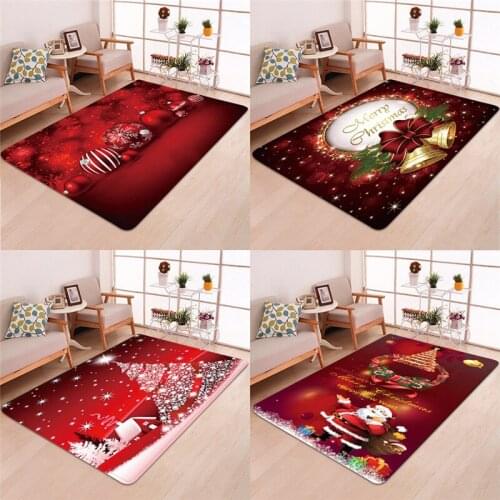 3D Vision Christmas Santa Claus Durable Anti-slip Kitchen Living Room Floor Mat Flannel Rugs Christmas Decor Floor Rug