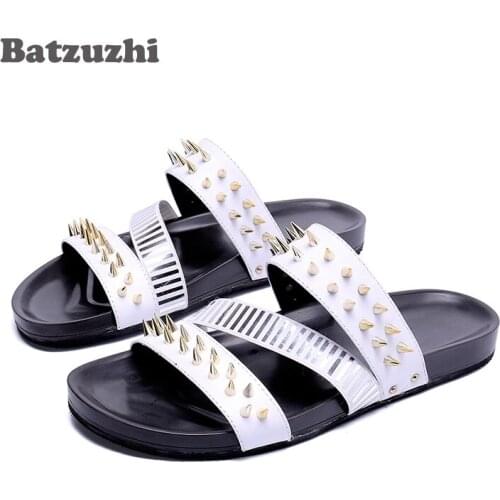 Men Casual Summer Sandals Mens Leather Beach Flip Flops Sandals Casual Men Shoes Rome Sandals Flat Shoes for Man Slippers