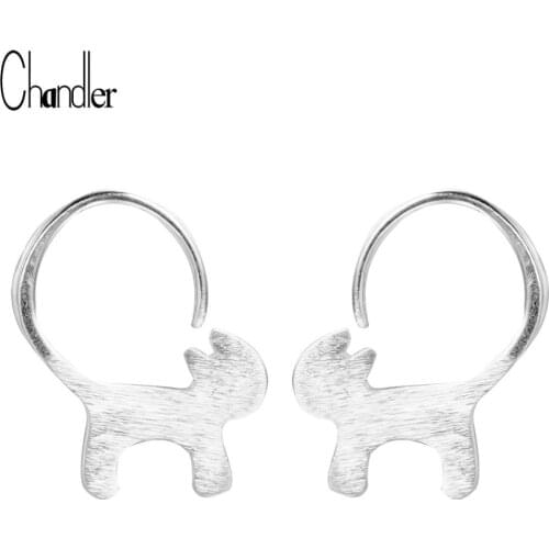 Chandler Cute Cat Kitty Miaow Long Tail Earring For Girl Animal Hook Pendientes Wedding Gift Trendy Jewelry Accessorie