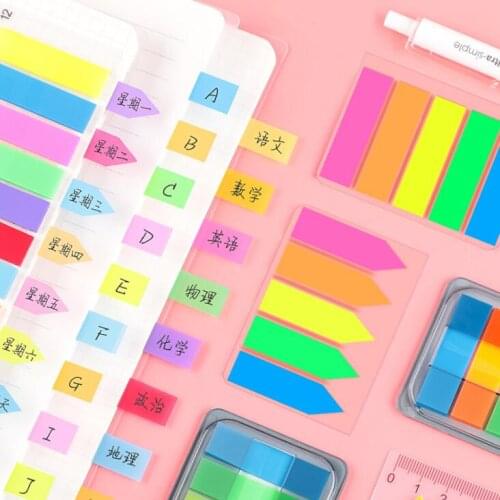 2021 Sharkbang 100 Sheets Fluorescent Transparent N times Sticky Index Label Note Pad Paper Keywords Marker Sticker Bookmark