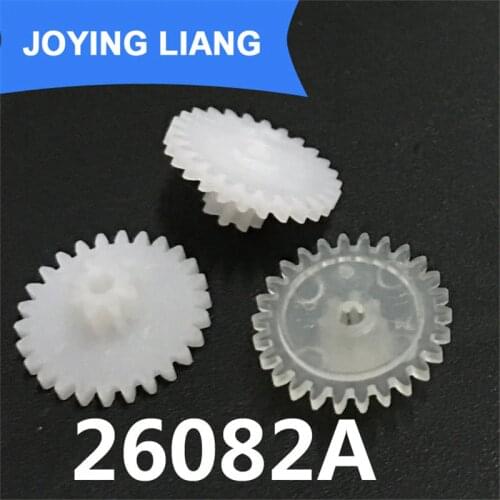 26082A 0.5M Gear 14mm Diameter 26 Teeth + 8 Teeth POM Plastic Pinion 2MM Motor Shaft Toy Parts Wheels 10pcs/lot