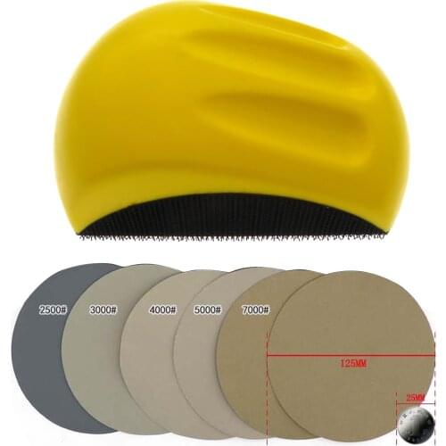 Hot Sale 5 inch Mouse hand sanding block Sander form + 25pcs set Sandpaper Sanding Disc Hook Loop polishing tools