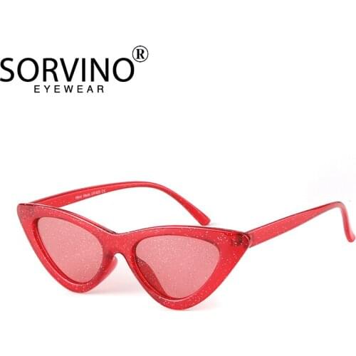 Classic Crystal Cat Eye Sunglasses Women Men Vintage Glitter Lens 90s Summer Eyewear Fashion Candy Colors Transparent Glasses